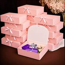 10/6/3pcs Set Elegant Gift Boxes With Golden Ribbon - Large Size 12x9.8x3.1 Inches, Flip-Top Closure, Suitable For Weddings, Birthdays And Special Occasions, Gift Boxes