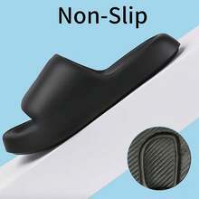 New Fashionable Unisex EVA Couple Slippers, Supermarket Style, Simple And Elegant Home Bathroom Outdoor Slipper, Comfortable, Soft, Anti-Slip, Thick Soled, Lightweight And Comfortable, High-End Couple Slippers, Ins Style - Black - View 3