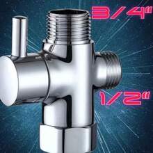 经典黄铜淋浴分水器，带一个进水口和两个出水口，4/6通淋浴分水阀，一个进水口两个出水口的三通角阀，1/2转3/4洗衣机适配器 - 浴室配件