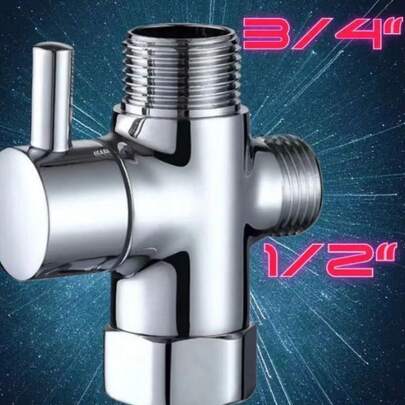Klassisk mässingsduschomkastare med 1 inlopp och 2 utlopp, 4/6-vägs duschomkastarventil, 1 inlopp 2 utlopp 3-vägs vinkelventil, 1/2 till 3/4 tvättmaskinadapter - Badrumstillbehör