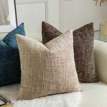 1pc Solid Color Soft Chenille Decorative Lumbar Pillow Cover, Plush Comfortable Luxury Pillow Sham Suitable For Sofa, Bedroom Decor - Camel - View 8
