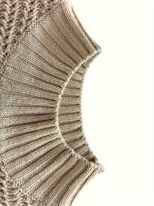 Oversized Textured Mock Neck Sweater (Multiple Colors),Relaxed-Fit Ribbed Trim Sweater With Side Slits,Chunky Knit Mock Neck Sweater (Bold & Neutral Hues)-Women's Sweaters - Women's Long-Sleeved Tops - Women's Winter Clothing - Knitted Sweaters - Christmas Clothing - Màu be - Xem 4