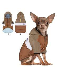 PETSIN 2-Leg Warm Hooded Sweater Jacket For Dogs, Comfortable Pet Clothes For Cold Weather, Cute Dog Outfit, Fashionable Small Dog Winter Coat With Hood