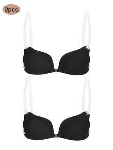 1件/2件装隐形聚拢文胸，带肩带，适合女士露背连衣裙，可重复使用 - 彩色 - 查看 14