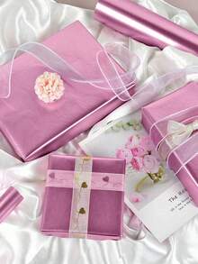 Giấy gói quà mờ ánh kim, giấy gói quà màu trơn, thích hợp cho đám cưới, Ngày Valentine, sinh nhật, tự làm bó hoa và các dịp khác, giấy gói quà ánh kim, giấy trang trí tự làm, họa tiết màu trơn, giấy gói mờ (màu hồng) cho Ngày Valentine. - Hồng - Xem 6