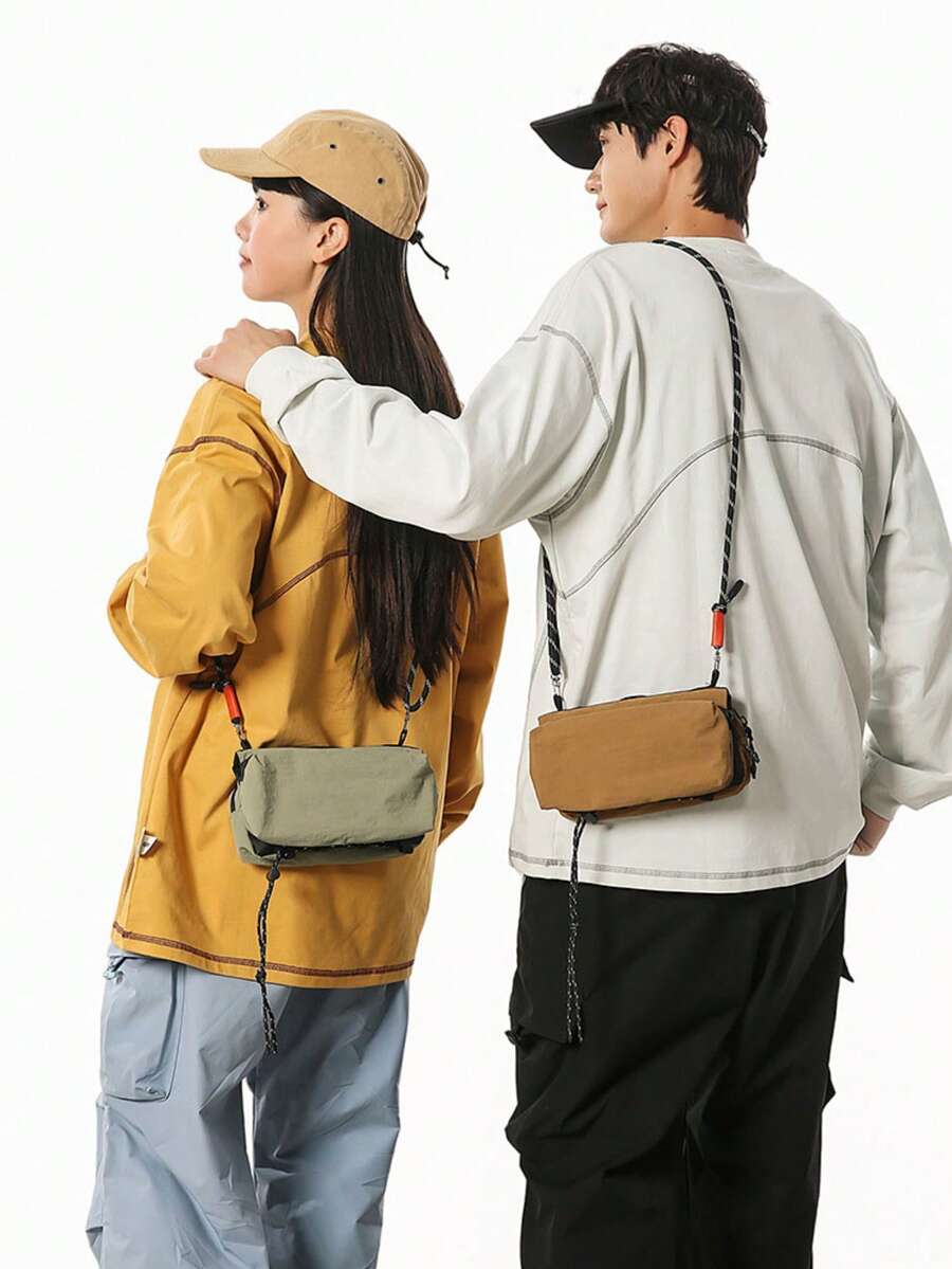 Casual Water Bottle Bag, Outdoor Hiking Cycling Drawstring Crossbody Shoulder Bag, Adjustable Strap - Multicolor - View 1