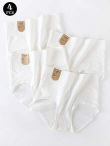 4pcs/Set Women High Waist Comfortable White Panties - Multicolor - View 1