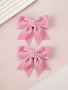 2 PCS Pink Valentine's Day Bow Hair Clips Cute Velvet Hair Accessories For Women,Hair Bows Fall Bowknot Alligator Barrettes Hairpins For Women,Christmas Party Dress Hair Accessories Handmade Birthday Gift,Hair Ribbons For Winter For Valentine's Day Gift Thanksgiving Day Pink Bow, Claw Clips, Hair Slide - Pink - View 3