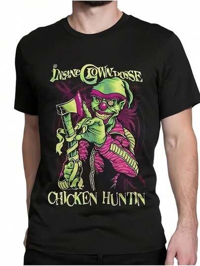 Camiseta de algodón inspirada en ICP Violent J & Shaggy 2 Dope, manga corta, cuello redondo, tela elástica, lavable a máquina - Moda casual para todas las estaciones