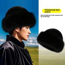 1/2顶冬季保暖护耳加绒渔夫帽，男女通用蒙古风防风滑雪帽，韩版百搭渔夫帽，冬季加绒渔夫帽，女士时尚加厚帽，冬季保暖无檐帽，冬季装备，冬季必备帽子 - 彩色 - 查看 7