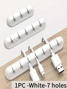 White Flexible Cable Organizer For Office Desk, High-Strength Plastic Material With Adhesive Backing And Adjustable Arm, Includes Cable Holder For Organizing Office Desk Cables, Easy Installation - Multicolor - View 15