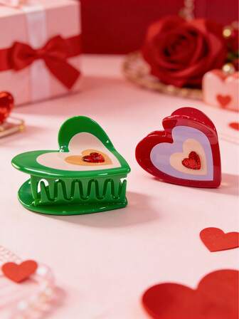 1pc Cute Casual Acrylic Claw Hair Clip, Elegant Barrette, Suitable For Commuting, Valentine's Day, Heart-Shaped Design Women Hair Claws Winter Hair Accessories Casual Hair Clutch Valentine's Day Accessories Gift