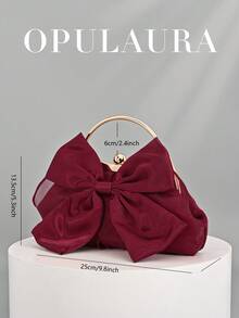 Túi cầm tay dự tiệc OpulAura thanh lịch quyến rũ dành cho nữ, Túi xách thiết kế bèo nhún cho đầm dạ hội, Thích hợp cho đám cưới/kỳ nghỉ/tiệc trang trọng/dạ hội, Có kèm dây xích - Màu Đỏ Sâu - Xem 5