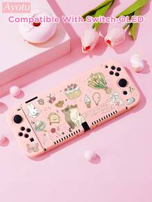 猫咪蛋糕、樱桃、郁金香图案保护壳，兼容Switch、新款Switch 2 (2025)/Switch NS/Switch OLED，无需取下保护壳即可安装在底座上，通用游戏手柄保护套，Switch游戏配件，防摔、防滑、防刮，时尚优雅，适合秋季、圣诞节、返校季、冬季等各种场合。 - 彩色 - 查看 7