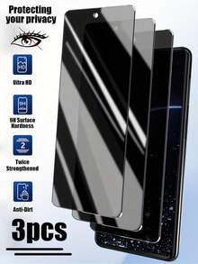 3片装隐私保护钢化玻璃屏幕保护膜，防窥屏保护膜，兼容三星Galaxy S25、S24 FE、S25FE、S24FE、A17、A07、A56、A36、A26、A16、A06、A55、A35、A25、A15、A05、A54、A34、A24、A14、A04、A73、A53、A33、A23、A13、A03、A72、A52、A32、A12、A02，透明保护膜 - 黑色 - 查看 26