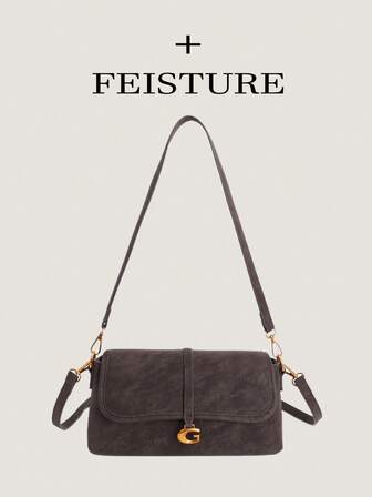 1pc Solid Color PU Fabric Underarm Baguette Bag Vintage Flap Shoulder Bag, Suitable For Girls, Women, College Students, Young Professionals, Great For Work, Business, Commute, School