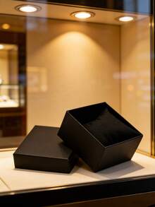 1 Peça Caixa de Armazenamento de Relógio, Caixa de Relógio de Cor Sólida com Tampa, Caixa de Papel para Relógio Único, Pulseira, Bracelete, Caixa de Embalagem de Joias para Presente com Pequeno Travesseiro, Organizador de Joias de Viagem com Espelho para Colar e Brincos, Essenciais de Viagem Rosa, Presente do Dia da Mulher, Praia de Férias, Armazenamento de Banheiro, Armazenamento de Quarto, Grande Capacidade - Preto - Visão 8