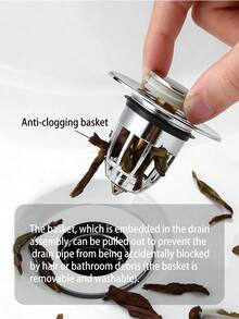 1pc Stainless Steel Universal Sink Plug, Bathroom Basin Pop-Up Drain Filter, Hair Catcher, Basin Drain Stopper Replacement Parts