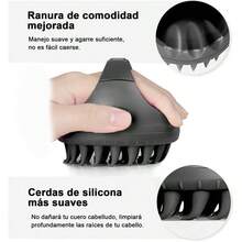 2 Combinaciones Silicona Masajeador Cuero Cabelludo,Doble Uso Seco Y Húmedo Cepillo Para Cabello, Limpieza Profunda Masajeador de Cuero Cabelludo,Cuidado Del Cuero Cabelludo (Rosa gris) - Negro Grisáceo - Ver 4