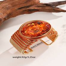 1pc Handmade Exaggerated Aluminum Wire Woven Artificial Crystal Bohemian Middle Eastern Style Bracelet, Suitable For Parties And Vacations