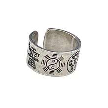 Anillo de Tai Chi Bagua para mujeres, anillo abierto, joyería vintage de plata tailandesa envejecida - Plata tailandesa vintage envejecida - Ver 7