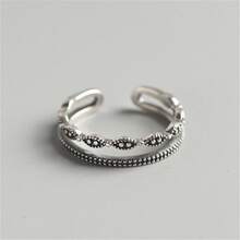 Joyería de mano trenzada de doble capa, joyería vintage de plata tailandesa desgastada, anillo abierto de ondas con lunares - Plata tailandesa vintage envejecida - Ver 1