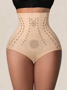1 Pc Seamless Shaping Panties High Waist Tummy Control Underwear Slimming Butt Lifter Waist Trainer Body Shaper Panties Women Shapewear Bottoms Sheath Flat Belly Woman Lingerie Briefs - Beige - View 3