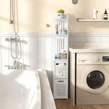 Garage Integrated Storage RacksOrganizador de Baño Delgado BlancoMueble para Baño Organizador Armario esquinero de baño Estante de Almacenamiento Estrecho Delgado y Estrecho de Papel Higiénico - blanco - Ver 5