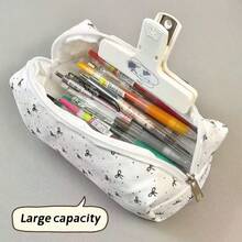 1pc Cute Large Capacity Makeup & Stationery Storage Bag, Bow Tie Pencil Case - Multicolor - View 2