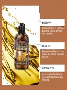 jakehoe 1pc 100ml Wood Furniture & Floor Polish, Durable, Glossy, Removes Scratches, Easy To Apply Non-Greasy Formula, Suitable For Furniture, Tables, Cabinets, Floors, Restores Shine, Provides Protection, Quick And Convenient Application, Essential For Vintage And Modern Home Care, Wood Polish - 彩色 - 查看 5