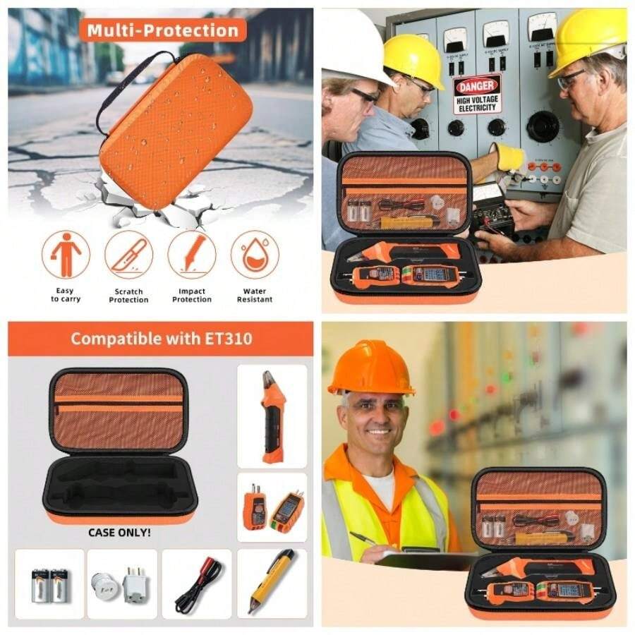 Estuche Duro para Klein Tools ET310 AC Disyuntores Finder Probador Elctrico y Kit de Herramientas 80016 y RT250 GFCI Probador de Salida y Accesorios Herramientas Elctricas Bolsa Organizadora - naranja - Ver 1