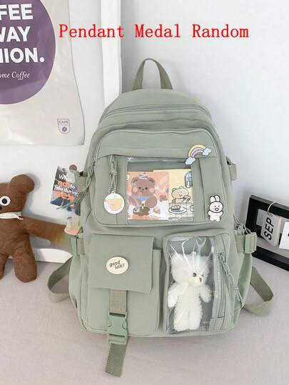 2025款可爱女式背包 防水多口袋尼龙学生背包 女生可爱笔记本电脑书包