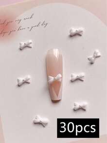 30件套，仿珍珠蝴蝶结美甲装饰，DIY，春夏美甲颜色和款式，日式美甲风格，简约清新美甲配件，美甲用品，美甲饰品，美甲宝石 - 彩色 - 查看 8