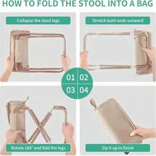 Taburete plegable portátil para picnic, silla de camping duradera para exteriores, taburete plegable ligero, adecuado para picnics al aire libre, campamentos/pesca pequeños, ideal para senderismo, navegación o conciertos al aire libre - Caqui - Ver 5