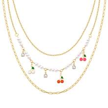 Conjunto de Collar de Tres Piezas de Cadena para Mujeres de Verano - Dorado - Ver 4