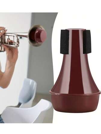 1PC Professional Trumpet Mute, Noise-Reducing Design Style With High-Density Sponge And Durable PP Material, Universal Fit For All Trumpet Models (Beginner To Professional) In Portable Black/Red Color, Suitable For Studio Recording, Quiet Practice, Live Performances, Music School Sessions
