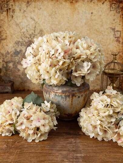 6pcs Artificial Hydrangea Flower Bouquet, Fake Flowers Plant, Room Decor, Garden Autumn Decor, Dining Table Decor, Birthday Party Decor, Wedding Flower Basket, Bridal Bouquet, Home Decor, Restaurant, Bedroom, Windowsill Decor, Vase Decor, Valentine's Day Gift