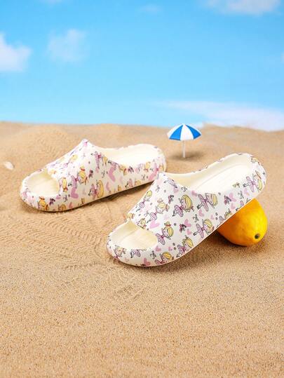 1 par barntofflor i skumgummi, EVA, lätta, halkfria, mjuka undersidor, söta, avslappnade slip-on-sandaler för pojkar och flickor