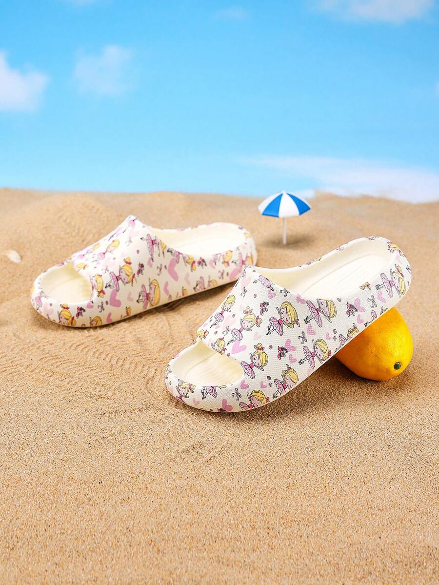 1 Pair Kids' Foam Slippers, EVA Lightweight Non-Slip Soft Bottom Cute Casual Slip-On Sandals For Boys & Girls - White - View 1