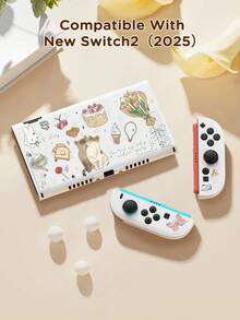 猫咪蛋糕、樱桃、郁金香图案保护壳，兼容Switch、新款Switch 2 (2025)/Switch NS/Switch OLED，无需取下保护壳即可安装在底座上，通用游戏手柄保护套，Switch游戏配件，防摔、防滑、防刮，时尚优雅，适合秋季、圣诞节、返校季、冬季等各种场合。 - 彩色 - 查看 16