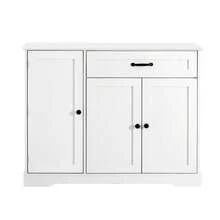 Modern, Elegant Sideboard With 3 Türen And One Schublade, Buffetschrank Für Esszimmer, Wohnzimmer Und Diele (Schwarz) - 白色 - 查看 1