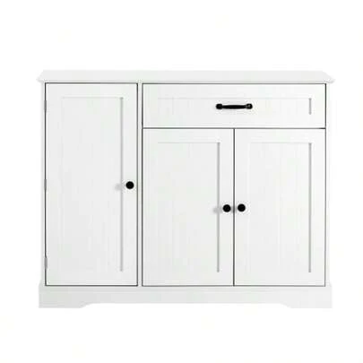 Modern, elegant skänk med 3 Türen och en Schublade, Buffetschrank für Esszimmer, Wohnzimmer und Diele (Schwarz)