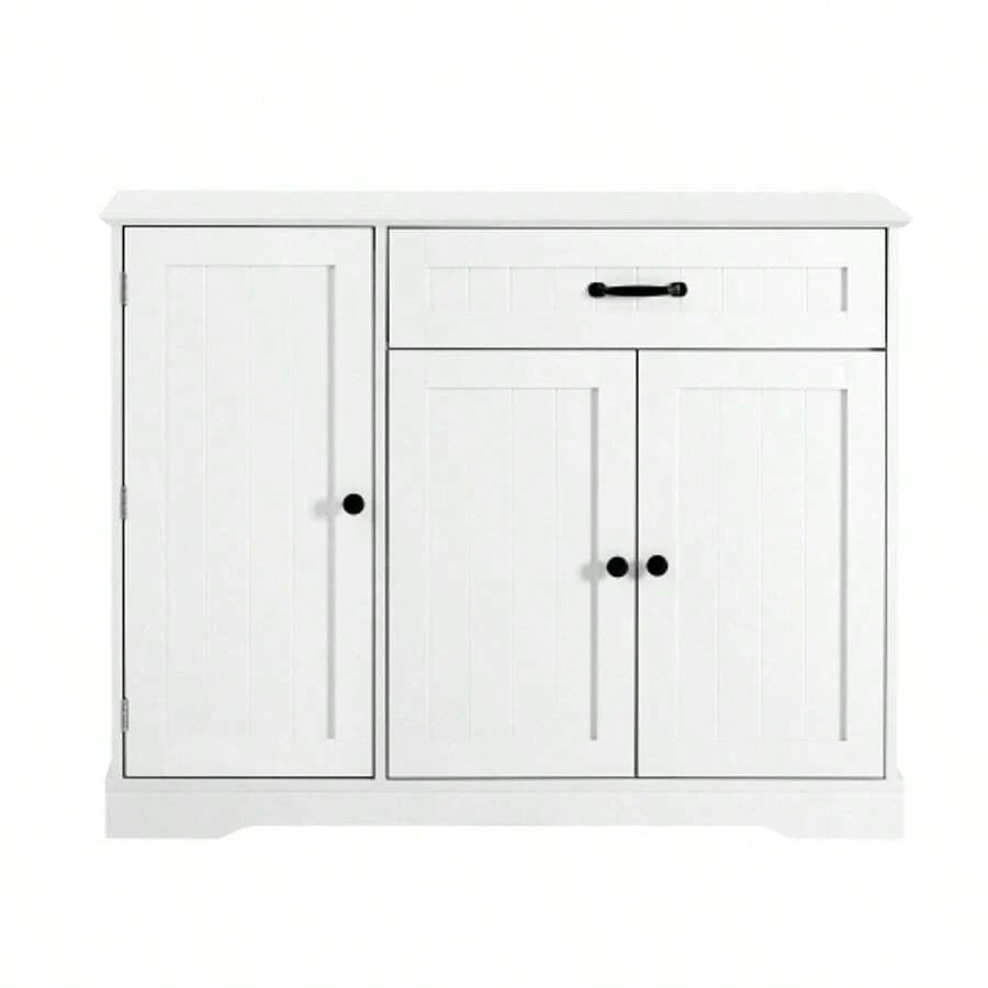 Modern, Elegant Sideboard With 3 Türen And One Schublade, Buffetschrank Für Esszimmer, Wohnzimmer Und Diele (Schwarz) - 白色 - 查看 1