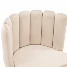 CLIPOP Single Dining Chair Velvet, Bedroom Makeup Vanity Chair With Padded Back And Metal Legs, Grey Shell Chair For Dressing Table Living Room Kitchen - Apricot - View 5