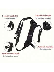 Correa ajustable rápida para hombro y cuello para cámara profesional, adecuada para la mayoría de cámaras digitales y réflex, accesorio para fotógrafos - Negro - Ver 7