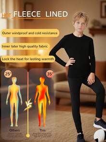 1 件儿童保暖内衣上衣，秋冬保暖舒适，运动款保暖内衣上衣，适合户外活动，温暖透气