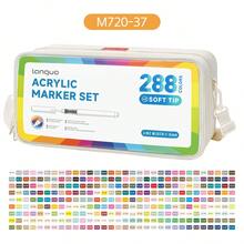languo Bộ bút vẽ màu acrylic 96/192/240/288 màu, đầu bút lông mềm, mực gốc nước - Thích hợp để vẽ trên đá, vỏ trứng, gỗ, thủy tinh và vải bố; các dự án thủ công DIY; dụng cụ nghệ thuật; món quà Giáng sinh lý tưởng. - Nhiều màu - Xem 14