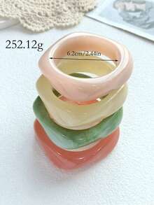 1/4pcs Fashionable Exaggerated Bohemian Style Multicolor Resin Bracelet, Suitable For Women's Daily Matching - Multicolor - View 2