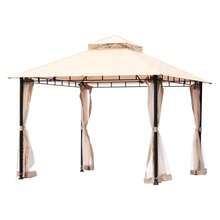 Cenador de Patio Exterior para 6-8 Personas, 3x3m, Estructura de Metal con Mosquitera, Cubierta de poliéster Recubierta de Poliuretano Duradera de 180 g, Perfecto para Uso en jardín, Terraza y césped - Beis - Ver 2