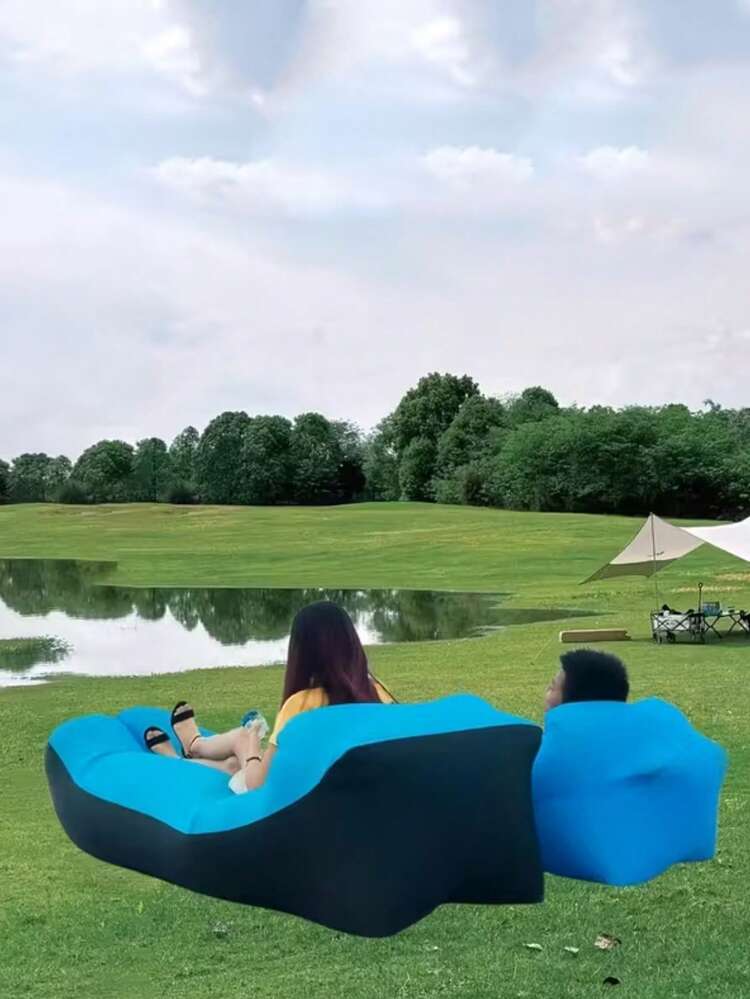Inflatable Sofa With Pillow - Travel Inflatable Chair, Camping Lounger, Portable Inflatable Sofa For Camping, Beach And Outdoor Relaxation; Lightweight Foldable Inflatable Cushion Chair With Built-In Pillow And Back Support, Easy To Collapse, Wipe Clean, Comes With Carrying Bag, Suitable For Park, Camping, Hiking, Beach Rest, Pool Side, Picnic, RV, Music Festival, Backyard And Travel - Multicolor - View 2